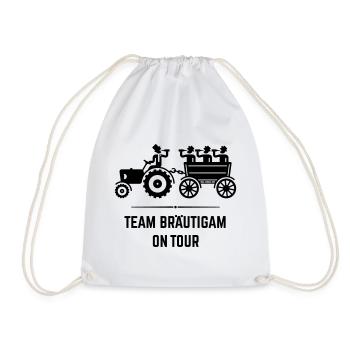 Team Bräutigam On Tour Mit Trecker (JGA / Black) - Turnbeutel - Weiß - Vorne