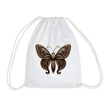 Steampunk Butterfly Ornament - Drawstring Bag - white - Front