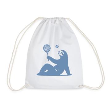 Faultier Tennis Tennisspieler Ball Horn Silhouette - Turnbeutel - Weiß - Vorne