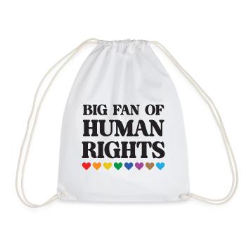 LGBTQ Pride Month - Big Fan of Human Rights - Drawstring Bag - white - Front