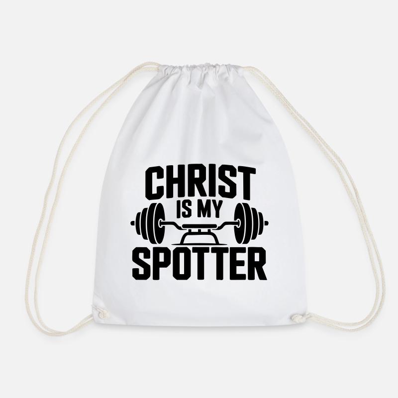 Christ Is My Spotter - Drawstring Bag - white