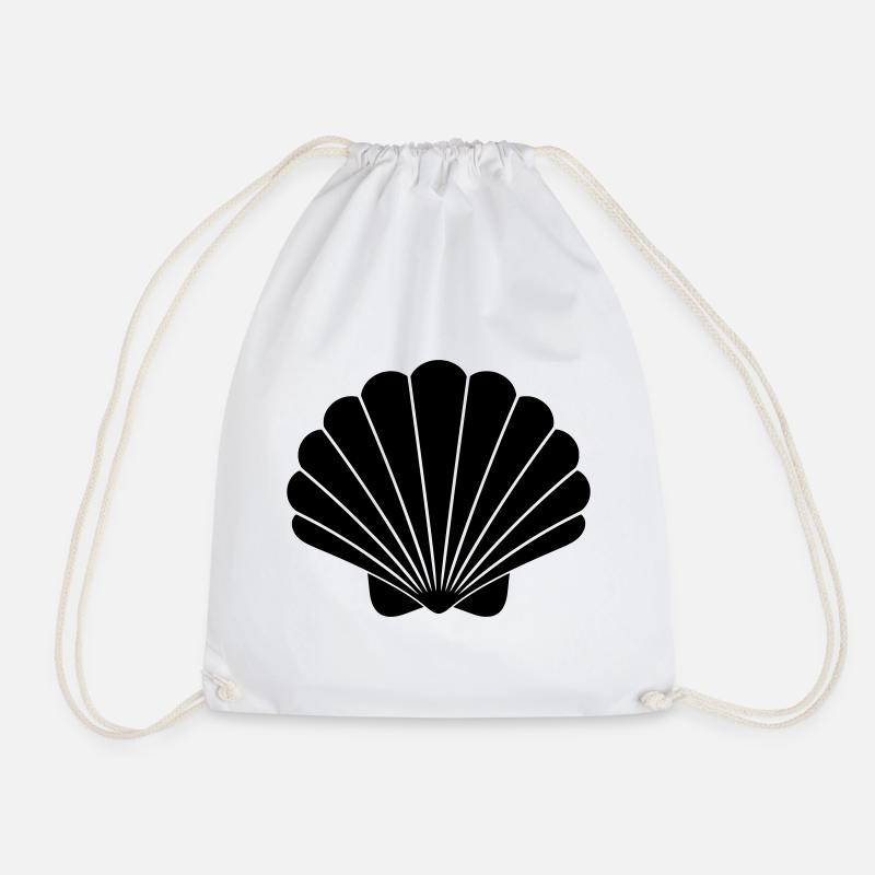 Shell Symbol Minimal Maritime - Drawstring Bag - white
