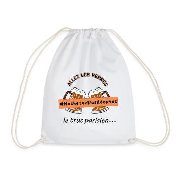 Allez_les_verres_hashtag_adoption_animale - Drawstring Bag - white - Front