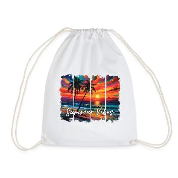 Summer Vibes Fun Quote Graphic - Drawstring Bag - white - Front