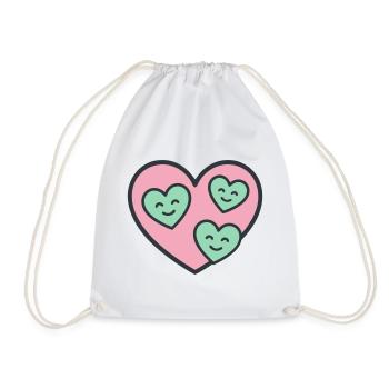Heart Three Children Mom Mother of Three Love - Drawstring Bag - white - Front