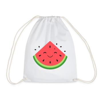 Kawaii Melon – Cute Watermelon Cartoon Graphic - Drawstring Bag - white - Front
