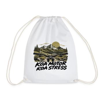 koa Motor koa Stress - kein Motor kein Stress, MTB - Turnbeutel - Weiß - Vorne