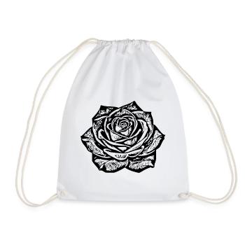  Rose Blüte Blume schwarz Rosenblüte Geschenk  - Turnbeutel - Weiß - Vorne
