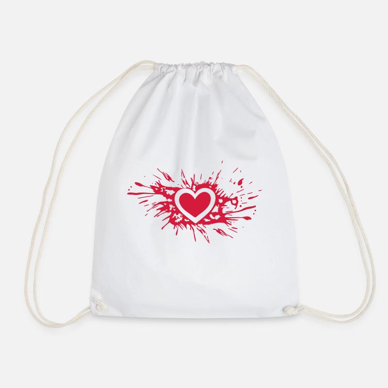 Heart - Drawstring Bag - white
