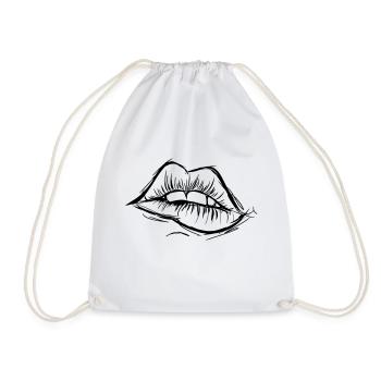 Sexy Lippen, zum verlieben, Geschenkidee - Turnbeutel - Weiß - Vorne
