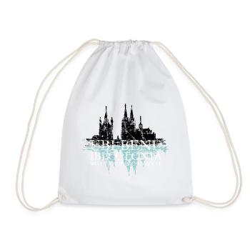 UBI BENE IBI COLONIA Köln Rhein Skyline Spruch - Turnbeutel - Weiß - Vorne
