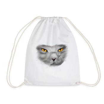 cat - Drawstring Bag - white - Front