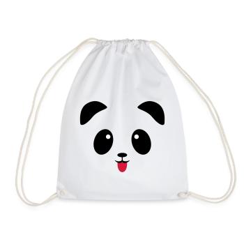Panda face tongue - Drawstring Bag - white - Front
