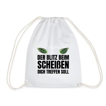 Lustiger Spruch Blitz Scheißen Grün Kobold Gnom - Turnbeutel - Weiß - Vorne
