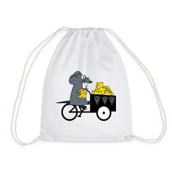 Mouse Cheese Supplier - Drawstring Bag - white - Front