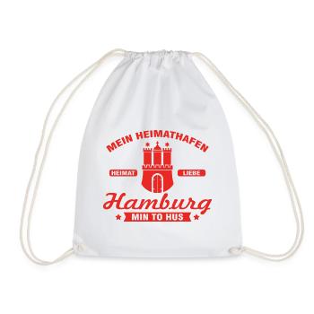 Mein Heimathafen Hamburg Moin Geschenk Sprüche - Turnbeutel - Weiß - Vorne
