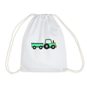 Tractor with trailer - Drawstring Bag - white - Front