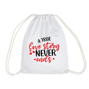 A True Love Story Never Ends - Drawstring Bag - white - Front
