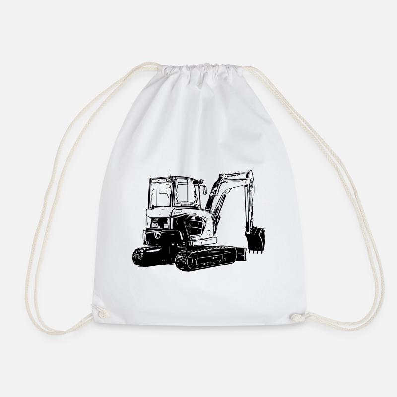 Small Excavator - Drawstring Bag - white