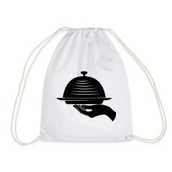 Waiter hand with meal - Drawstring Bag - white - Front