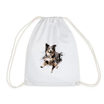 Australian Shepherd in Sprung Design - Drawstring Bag - white - Front