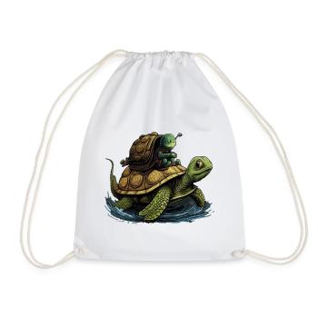 Petit escargot vert peut être vu par la tortue m - Sac de sport léger - blanc - Devant