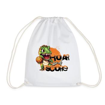 Basketball Dino T-Rex Player Sports Comic Cartoon - Drawstring Bag - white - Front