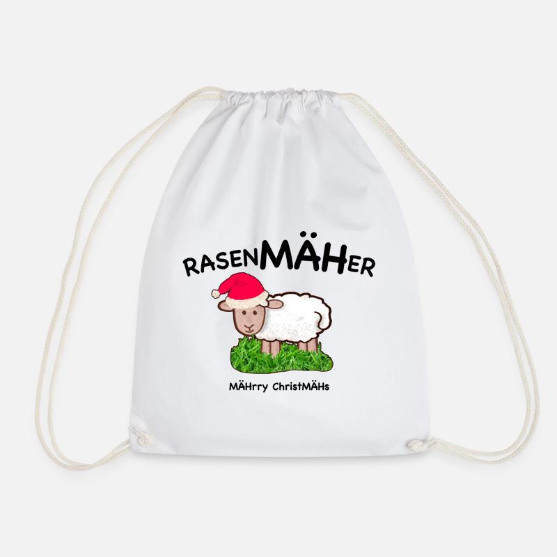 Rasenmäher Schaf, Weihnachten, MÄHrry ChristMÄHs - Turnbeutel - Weiß