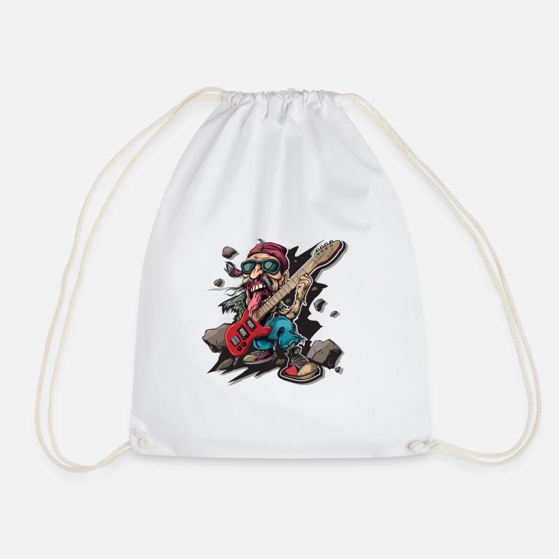 Rock - Rock and Roll - Drawstring Bag - white