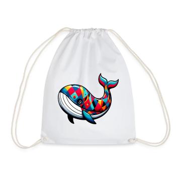 Harlequin whale - Drawstring Bag - white - Front