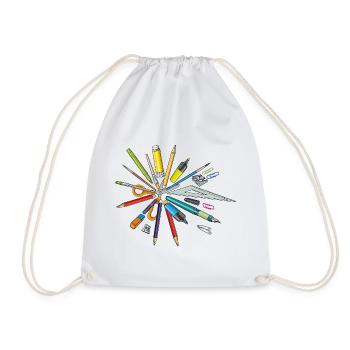 I like school supplies - Drawstring Bag - white - Front