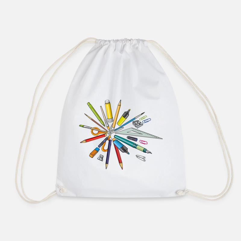 I like school supplies - Drawstring Bag - white