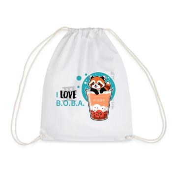 i love Boba - Drawstring Bag - white - Front