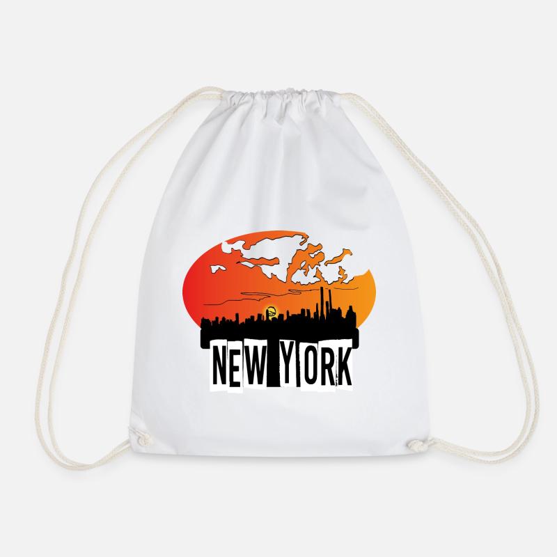 New York Skyline - Drawstring Bag - white