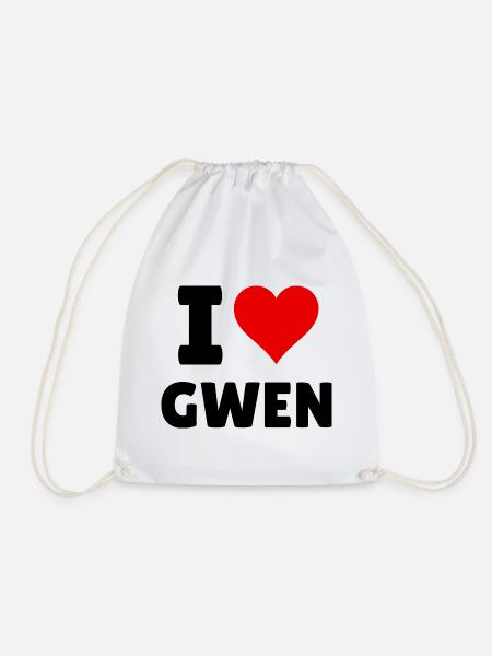 I Love Gwen Lustiges Namensgeschenk - Turnbeutel - Weiß