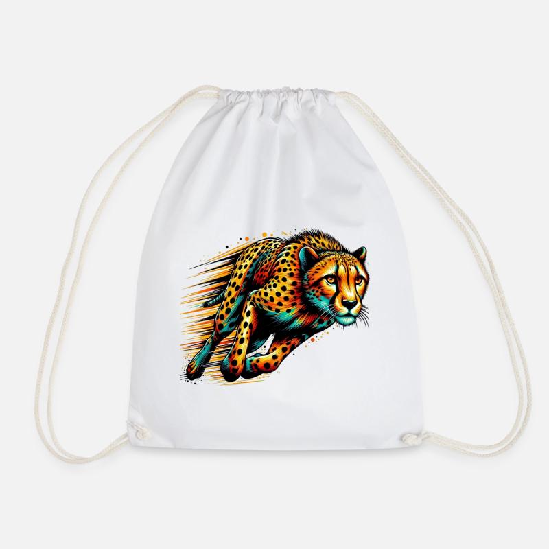 Cheetah - Drawstring Bag - white