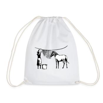 Funny Zebra Stripes - Drawstring Bag - white - Front