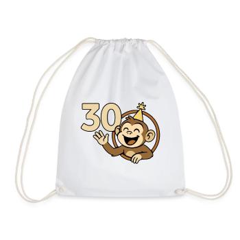 Monkey strong at 30 - Drawstring Bag - white - Front