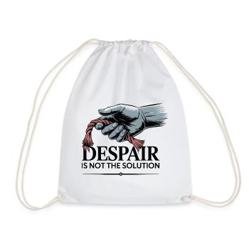 Resilient Hand Holding Frayed Rope - Drawstring Bag - white - Front