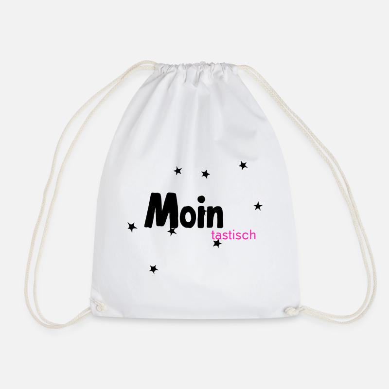 MOINtastic Neon Pink Lettering - Drawstring Bag - white
