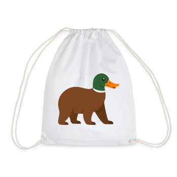 Le canard ours - il a du bec !  - Sac de sport léger - blanc - Devant