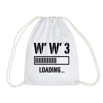 World War 3 Loading... (Peace / War / Black) - Drawstring Bag - white - Front