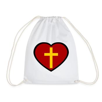 Croix et cœur - Sac de sport léger - blanc - Devant