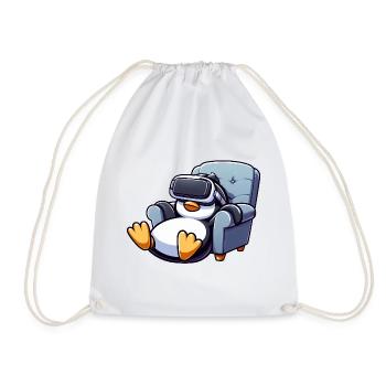 Pinguin Virtual Reality Gamer Zocker Chillen - Turnbeutel - Weiß - Vorne