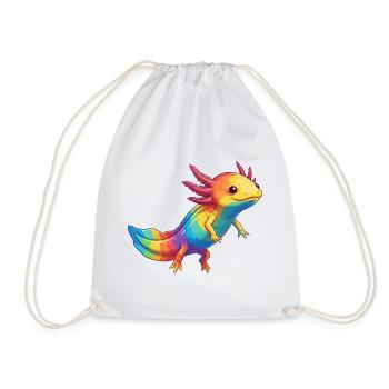 Colorful Axolotl Rainbow Pop Art Watercolor - Drawstring Bag - white - Front