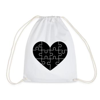 Puzzle Herz – Verbundenheit & Liebe Symbol Design - Turnbeutel - Weiß - Vorne