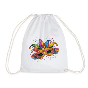 Colourful carnival mask – elegant carnival motif - Drawstring Bag - white - Front