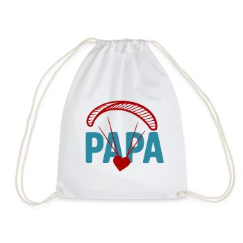 Papa Paragliding Heart - Drawstring Bag - white - Front