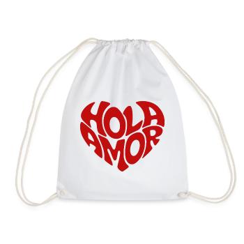 Hola Amor Retro Red Heart Love - Drawstring Bag - white - Front