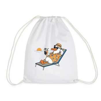 Sunny Beach Penguin Hawaii - Drawstring Bag - white - Front
